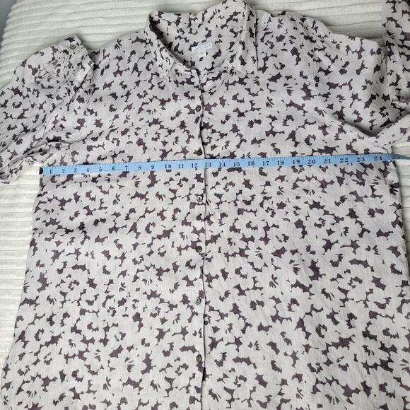 J Jill Love Linen Essential Shirt Women’s XL White Gray Floral Button Front Top - Picture 5 of 10